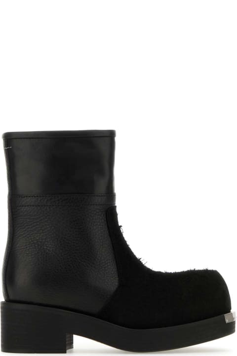 Fashion for Women MM6 Maison Margiela Black Leather Ankle Boots