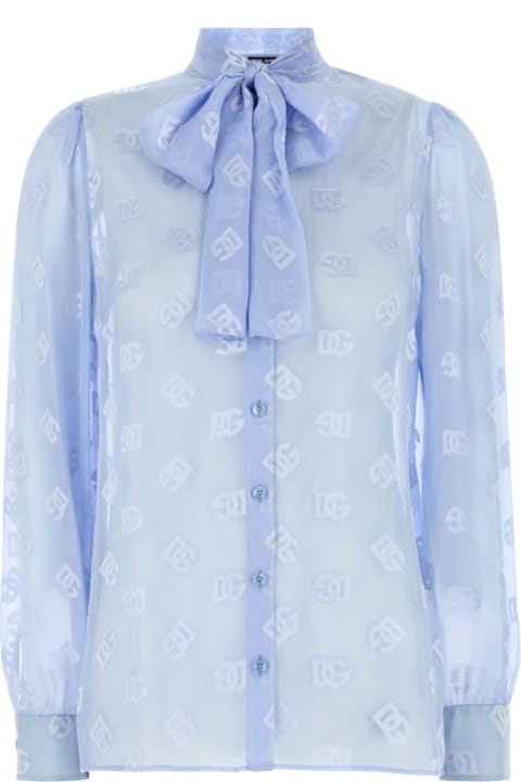 Dolce & Gabbana Clothing for Women Dolce & Gabbana Light Blue Silk Blend Shirt