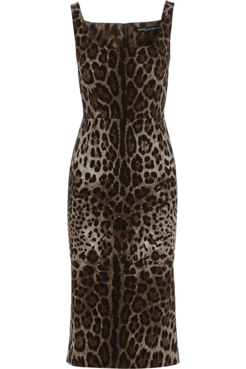 DOLCE & GABBANA Leopard printed cady sleeveless dress - Animalier