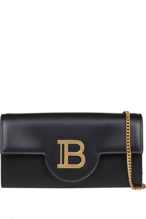 Bags for Women Balmain Balmain Buzz Wallet Bag In Black Leather