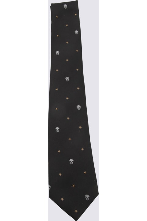 Accessories for Men Alexander McQueen Black And Pink Silk Tie