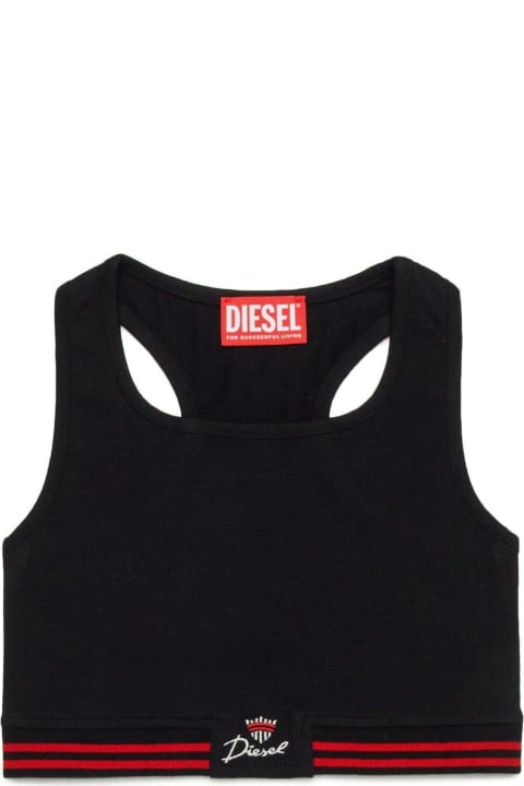 Diesel for Kids Diesel Trit Logo Embroidered Cropped Top