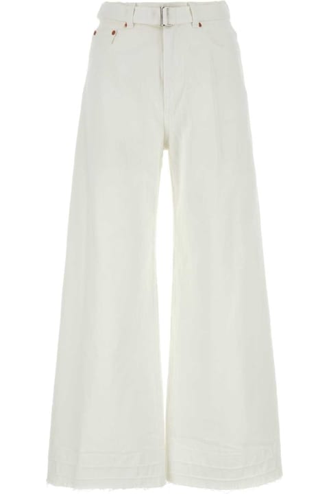 Sacai Pants & Shorts for Women Sacai White Denim Wide-leg Jeans