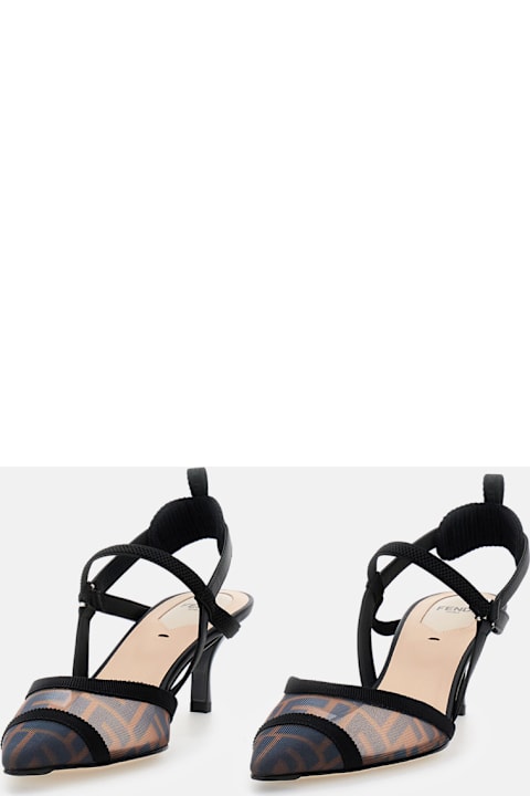 Fendi Ff Velvet Slingback