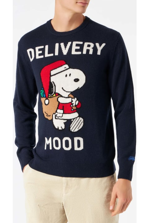 MC2 Saint Barth for Men MC2 Saint Barth Man Navy Blue Sweater With Snoopy Print | Peanuts Special Edition
