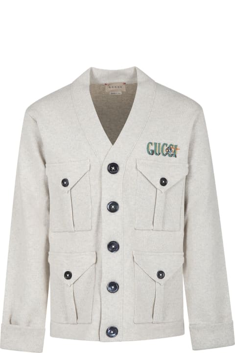 メンズ新着アイテム Gucci Ivory Jacket For Boy With Logo