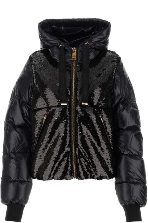 Khrisjoy Clothing for Women Khrisjoy Black Sequins And Nylon Puff Glossy Down Jacket