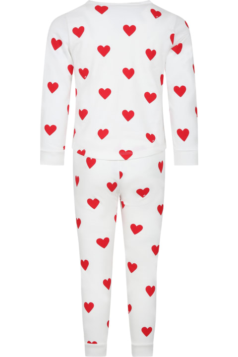 Underwear for Girls Petit Bateau White Pajamas For Girl With Red Hearts