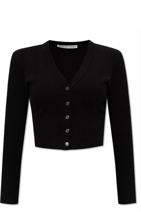 Alexander Wang Sweaters for Women Alexander Wang Logo Embossed Cropped V-neck Cardigan
