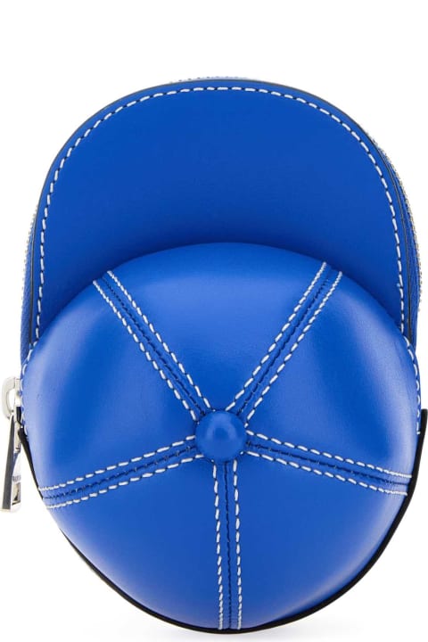 メンズ J.W. Andersonのショルダーバッグ J.W. Anderson Blue Leather Mini Cap Crossbody Bag