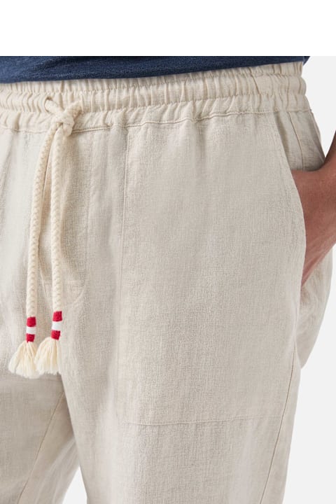 Homeware MC2 Saint Barth Man Off-white Linen Calais Pants With Drawstring