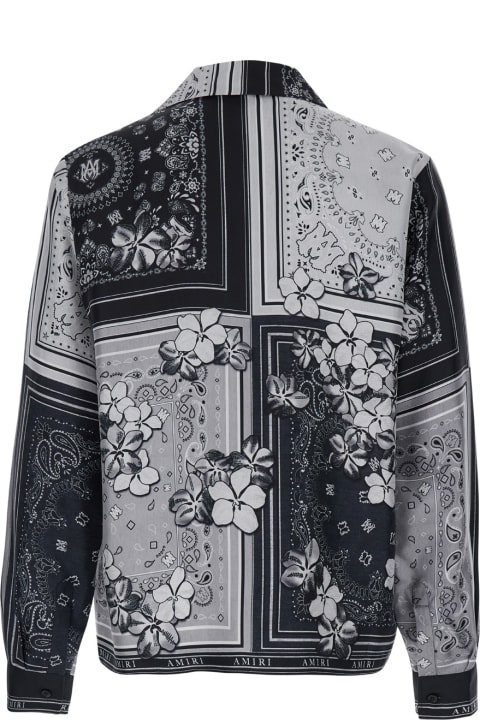 AMIRI ملابس علوية لـ القسم الرجالي AMIRI Black And White Shirt With Cuban Collar And Bandana Motif In Silk Man