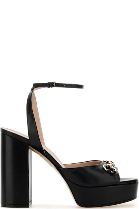 Gucci Black Leather Sandals