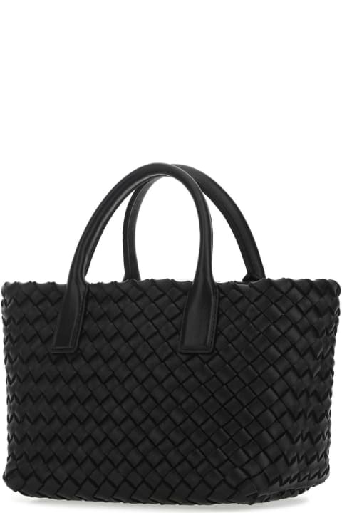 Bottega Veneta Women Bottega Veneta Black Leather Mini Cabat Handbag