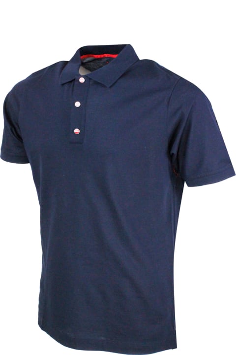 メンズ Kitonのトップス Kiton Short-sleeved Polo Shirt In Very Soft Piqué Cotton With Closure With Three Automatic Buttons With Logo