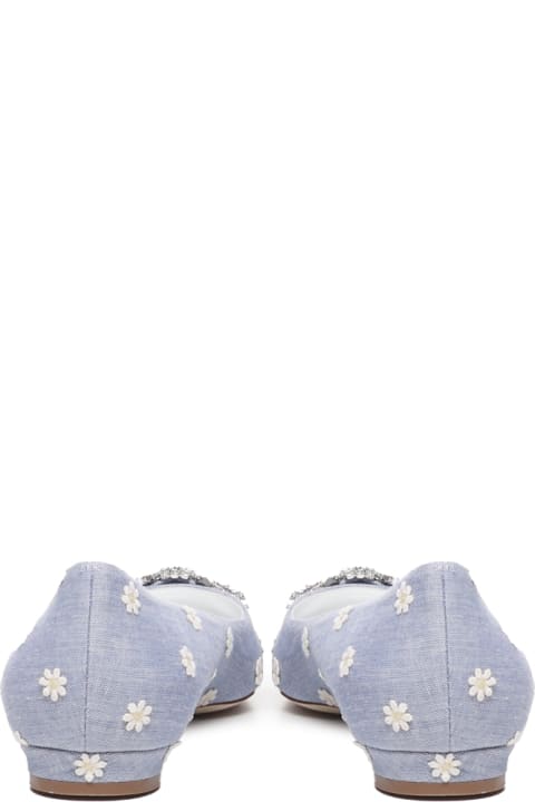 Manolo Blahnik Hangisi Daisy Ballerinas In Cotton | italist
