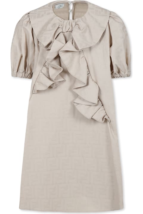 Fendi فساتين لـ بنات Fendi Beige Dress For Girl With Ff