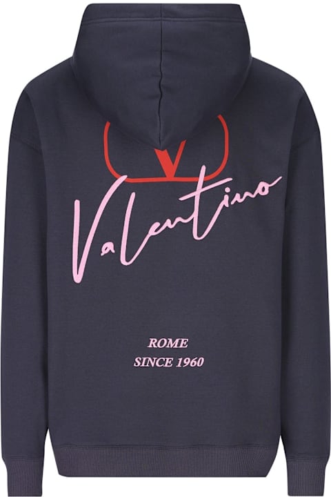 Valentino Clothing for Men Valentino Logo Printed Drawstring Hoodie