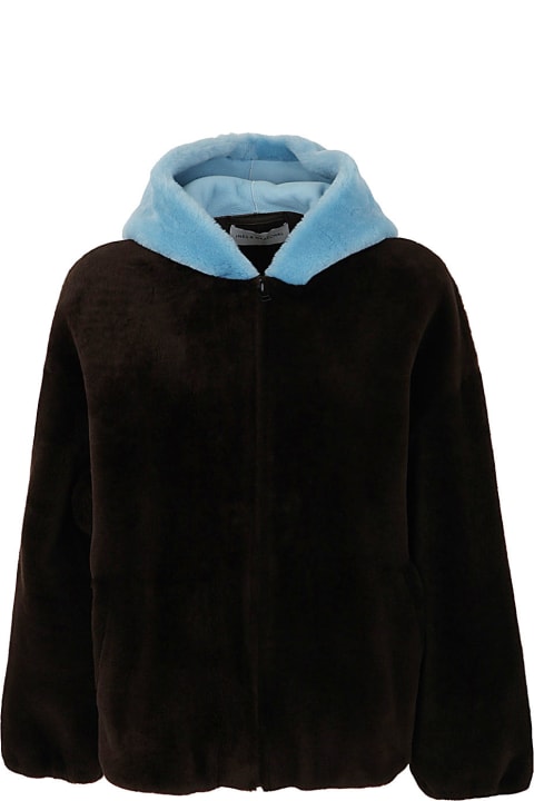 Shearling Hooded Bicolor Jacket