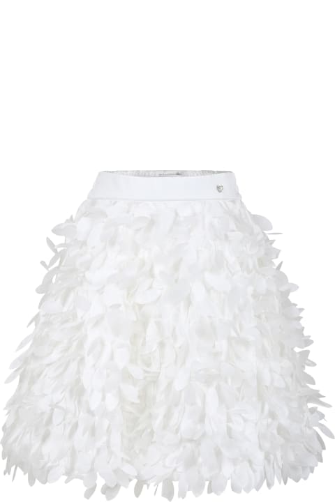 Monnalisa for Kids Monnalisa White Skirt For Girl With All-over Leaves