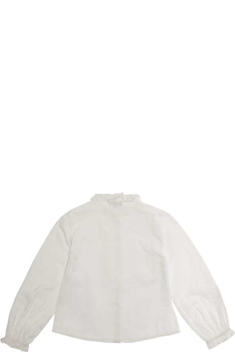 Emporio Armani ملابس علوية لـ بنات Emporio Armani White Crewneck Shirt In Cotton Girl