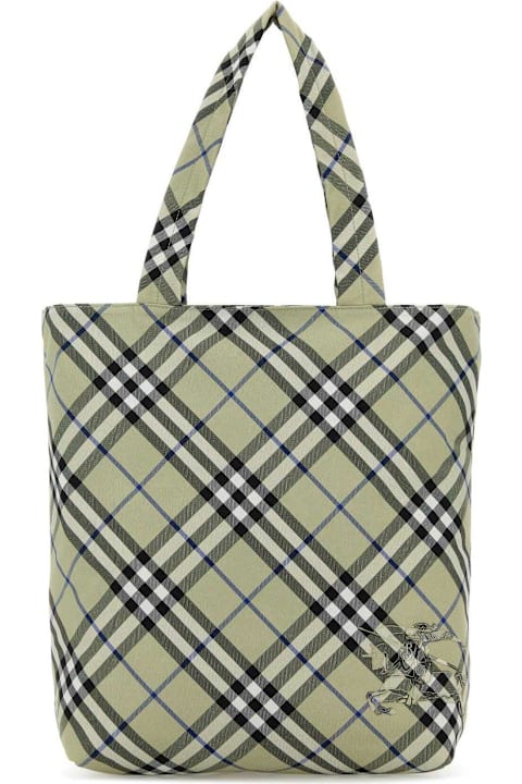 Burberry Totes for Men Burberry Equestrian Knight-embroidered Checked Tote Bag