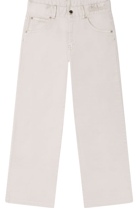 Chloé Bottoms for Girls Chloé Straight Jeans With Embroidery