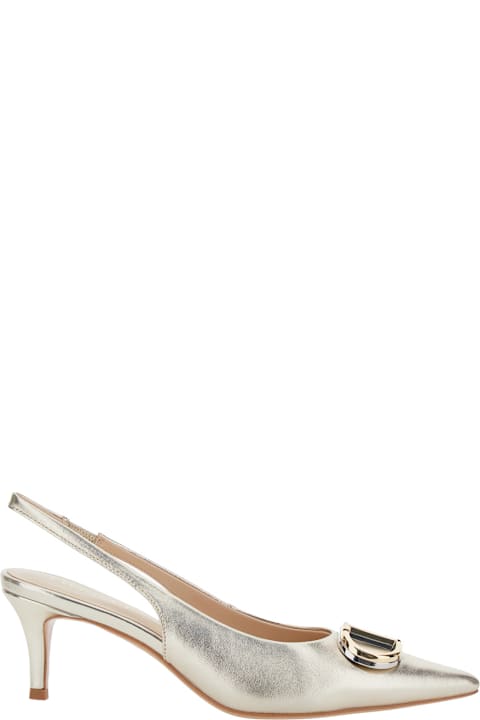 Homeware TwinSet Metallic Slingback Pumps With Oval D Logo Plaque On The Front In Leather Woman