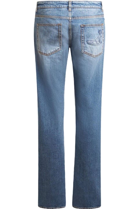 Etro الجينز لـ القسم الرجالي Etro Embroidered Straight Leg Jeans