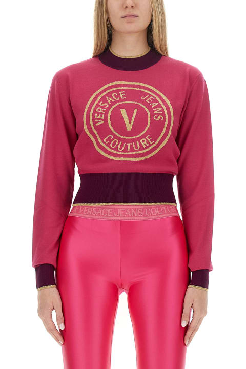 Versace Jeans Couture Sweaters for Women Versace Jeans Couture Cropped V-emblem Sweatshirt