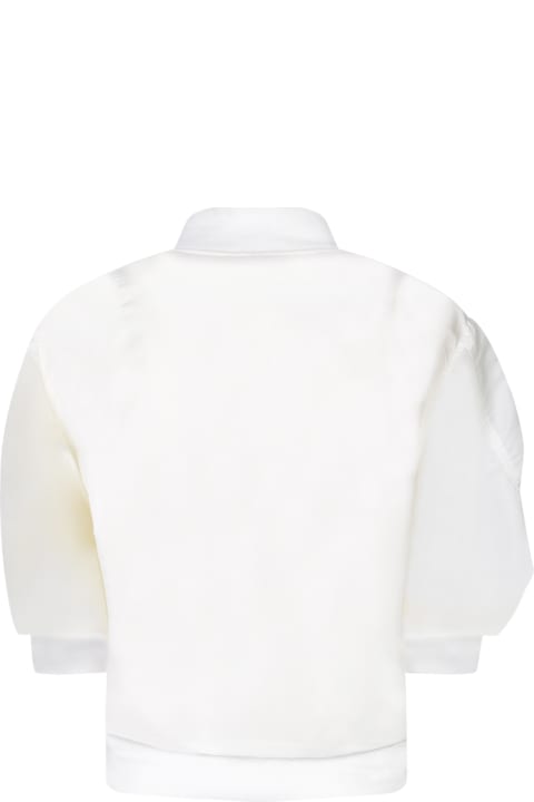 Sacai Coats & Jackets for Women Sacai White Nylon Bomber With Puff Sleeves