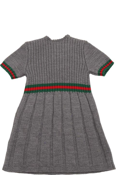 Dresses for Baby Girls Gucci Web Detailed Ribbed Knit Dress