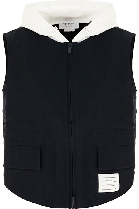 Thom Browne for Women Thom Browne Black Cotton Blend Sleeveless Jacket