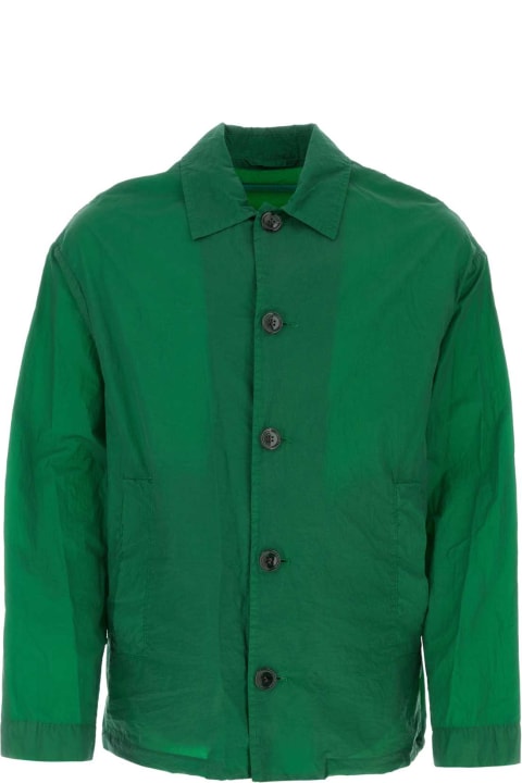 Fashion for Men Dries Van Noten Grass Green Coated Denim Vormac Jacket