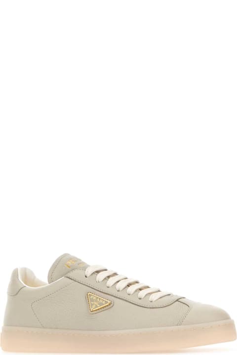 Prada Shoes for Women Prada Sand Leather Downtown Sneakers