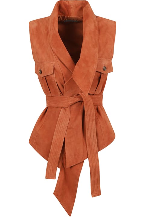 Alberta Ferretti Coats & Jackets for Women Alberta Ferretti Belted Leather Gilet