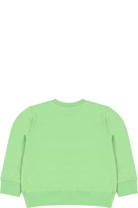 Topwear for Baby Boys MSGM Green Sweatshirt For Baby Boy With Logo And Print