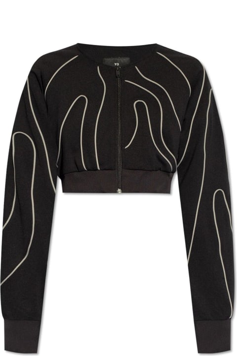 Y-3 Women Y-3 Piping-detailed Copped Zipped Jacket