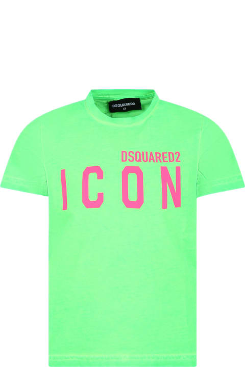 Dsquared2 T-Shirts & Polo Shirts for Boys Dsquared2 Green T-shirt For Kids With Logo