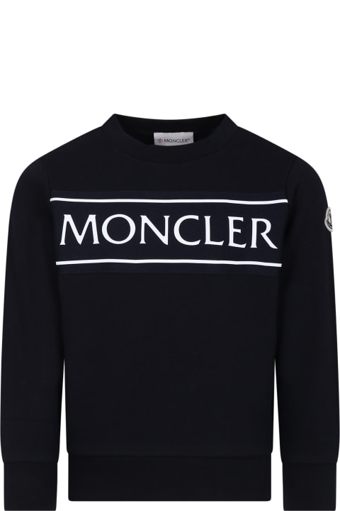 Moncler for Boys Moncler Blue Sweatshirt For Kids With Logo