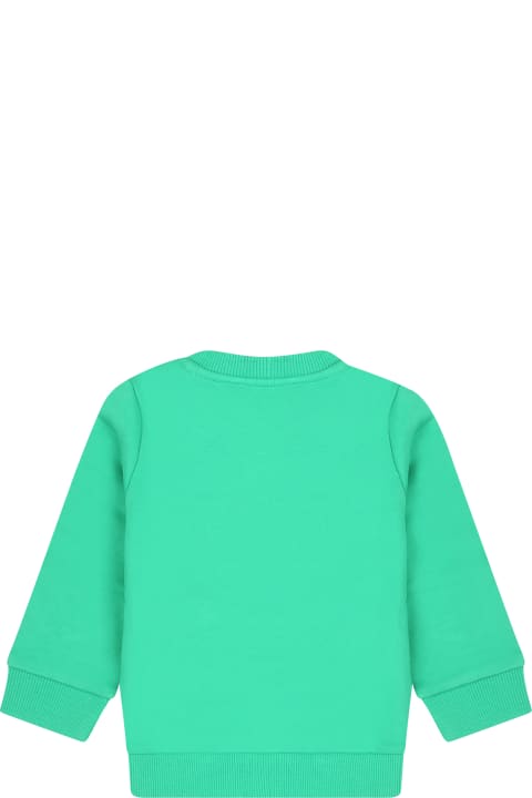 Topwear for Baby Boys Moschino Green Sweatshirt For Baby Boy With Teddy Bear And Logo