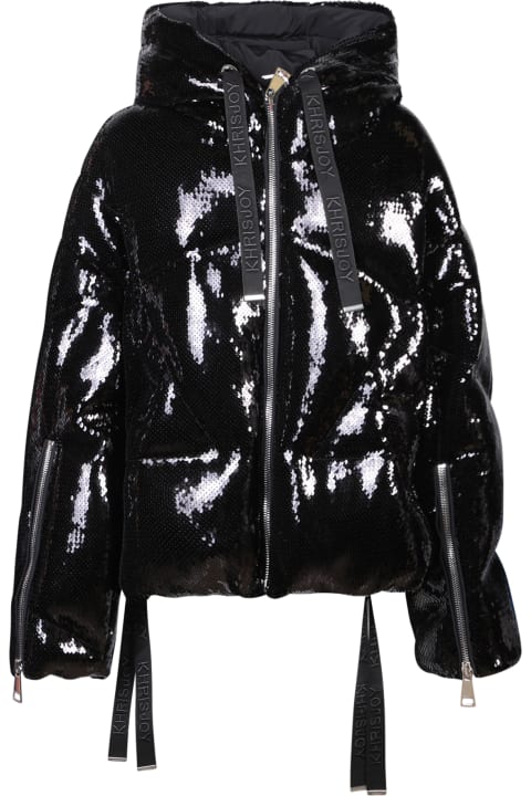 Khrisjoy Clothing for Women Khrisjoy Scale Sequins Black Down Jacket