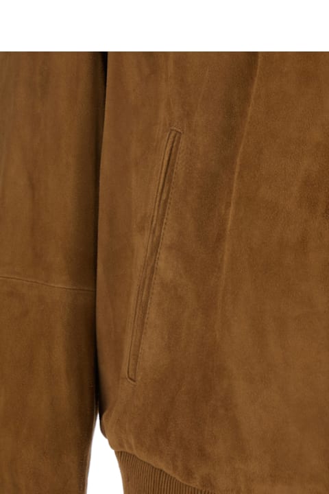 Hugo Boss for Kids Hugo Boss 
muller
 Brown Jacket With Mandarin Collar And Two Front Welt Pockets In Suede Man