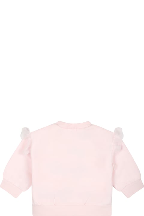 ベビーボーイズ Billieblushのニットウェア＆スウェットシャツ Billieblush Pink Sweatshirt For Baby Girls With Multicolor Print