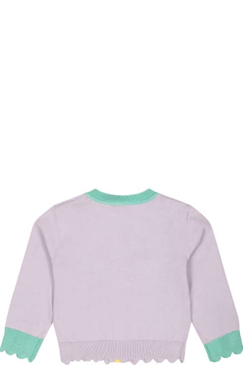 Topwear for Baby Boys Stella McCartney Kids Purple Cardigan For Baby Girl With Shells