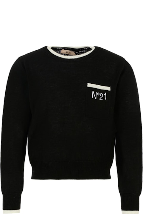 Homeware N.21 Black Sweater For Girl With Logo