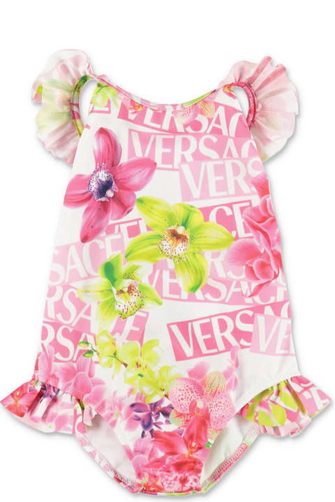 Versace Costume Intero Con Stampa Floreale In Lycra Baby Girl