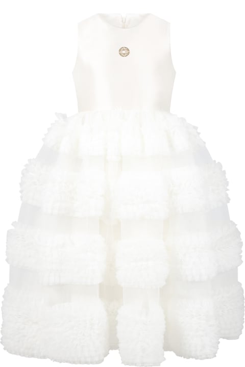 Elie Saab Men Elie Saab White Dress For Girl With Logo