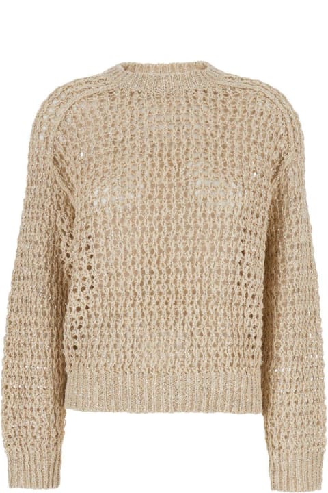 Brunello Cucinelli Sweaters for Women Brunello Cucinelli Open Knit Crewneck Jumper