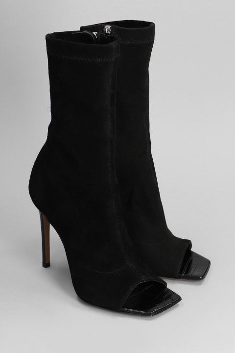 Paris Texas Boots for Women Paris Texas Amanda High Heels Ankle Boots In Black Suede